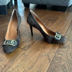 Calvin Klein size 8.5 brown suede with buckle like new
